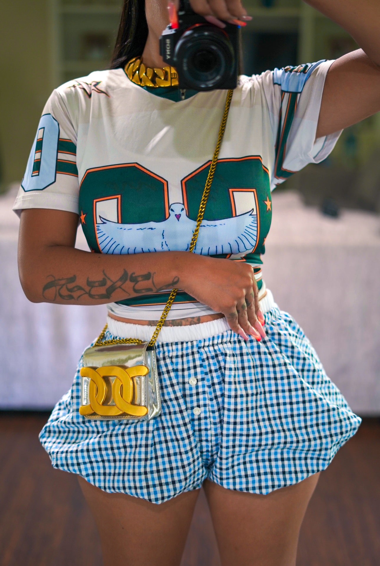 GINGHAM BOXER BUBBLE SHORTS