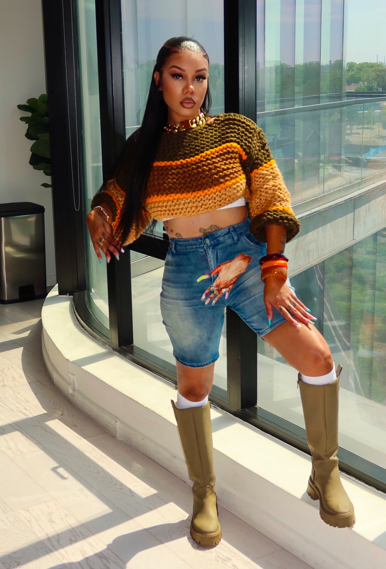 SPEND DAT STRETCH DENIM SHORTS