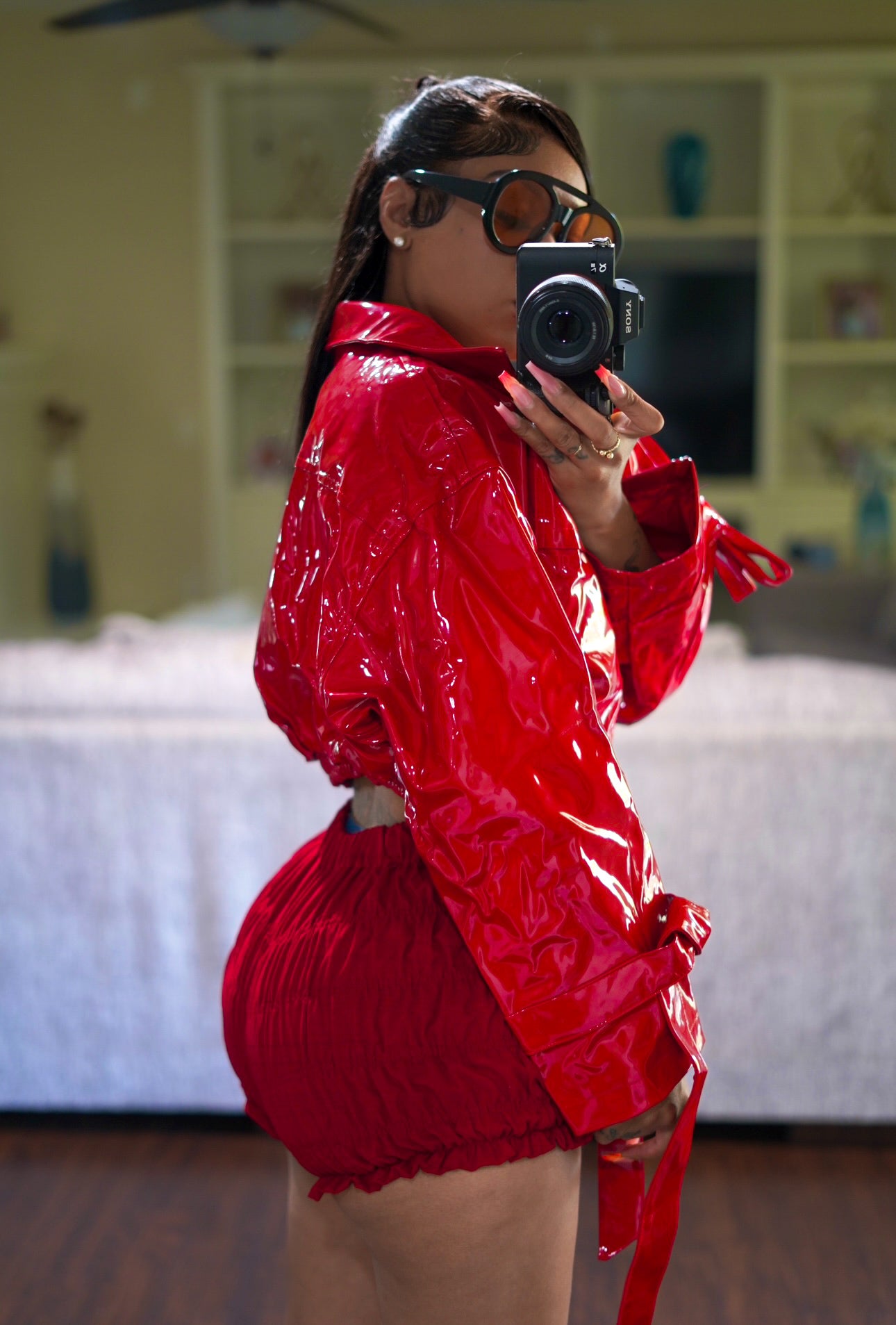 CHERRY BOMB VEGAN LEATHER TIE JACKET