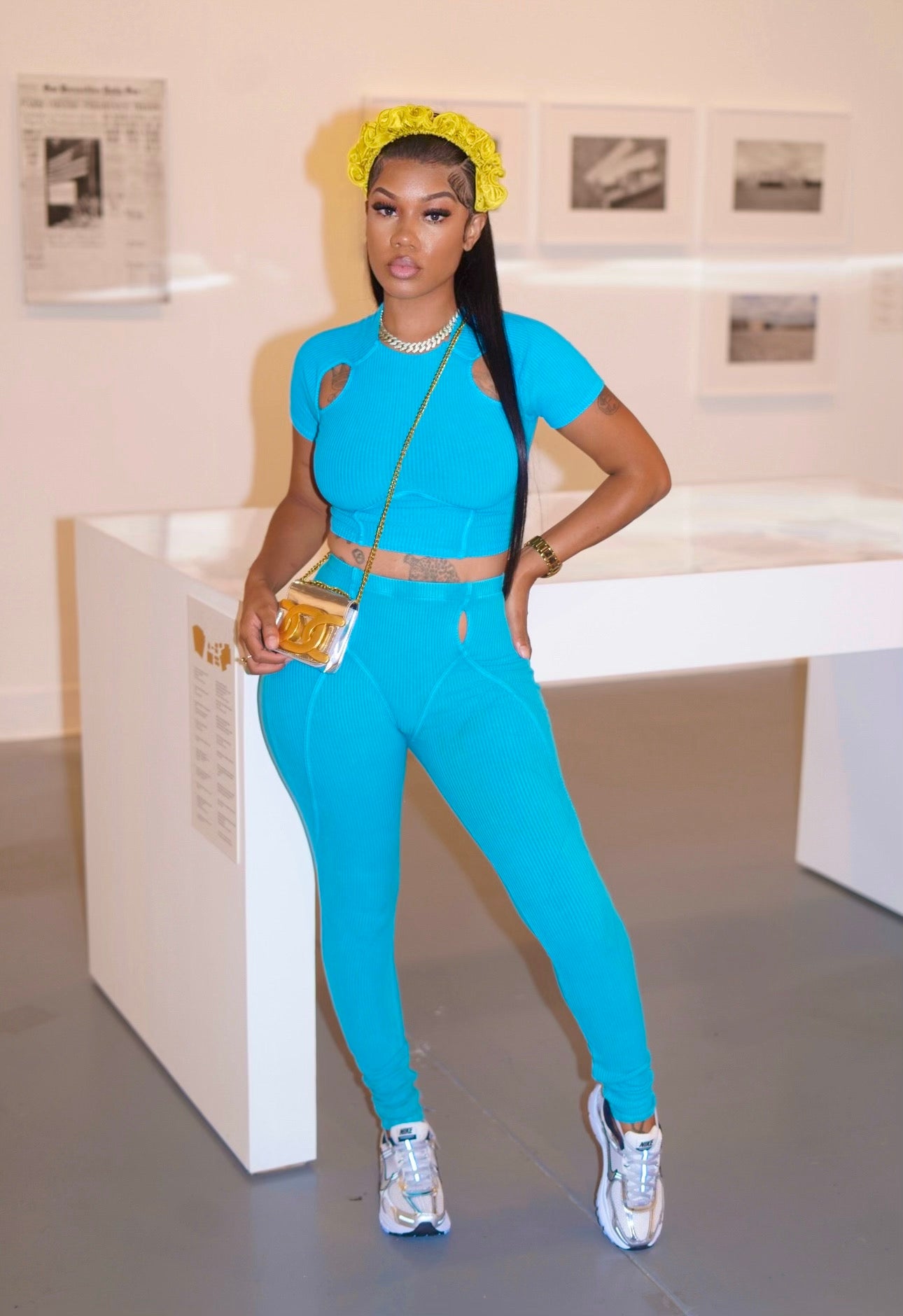 PEEKABOO RIBBED PANTS SET
