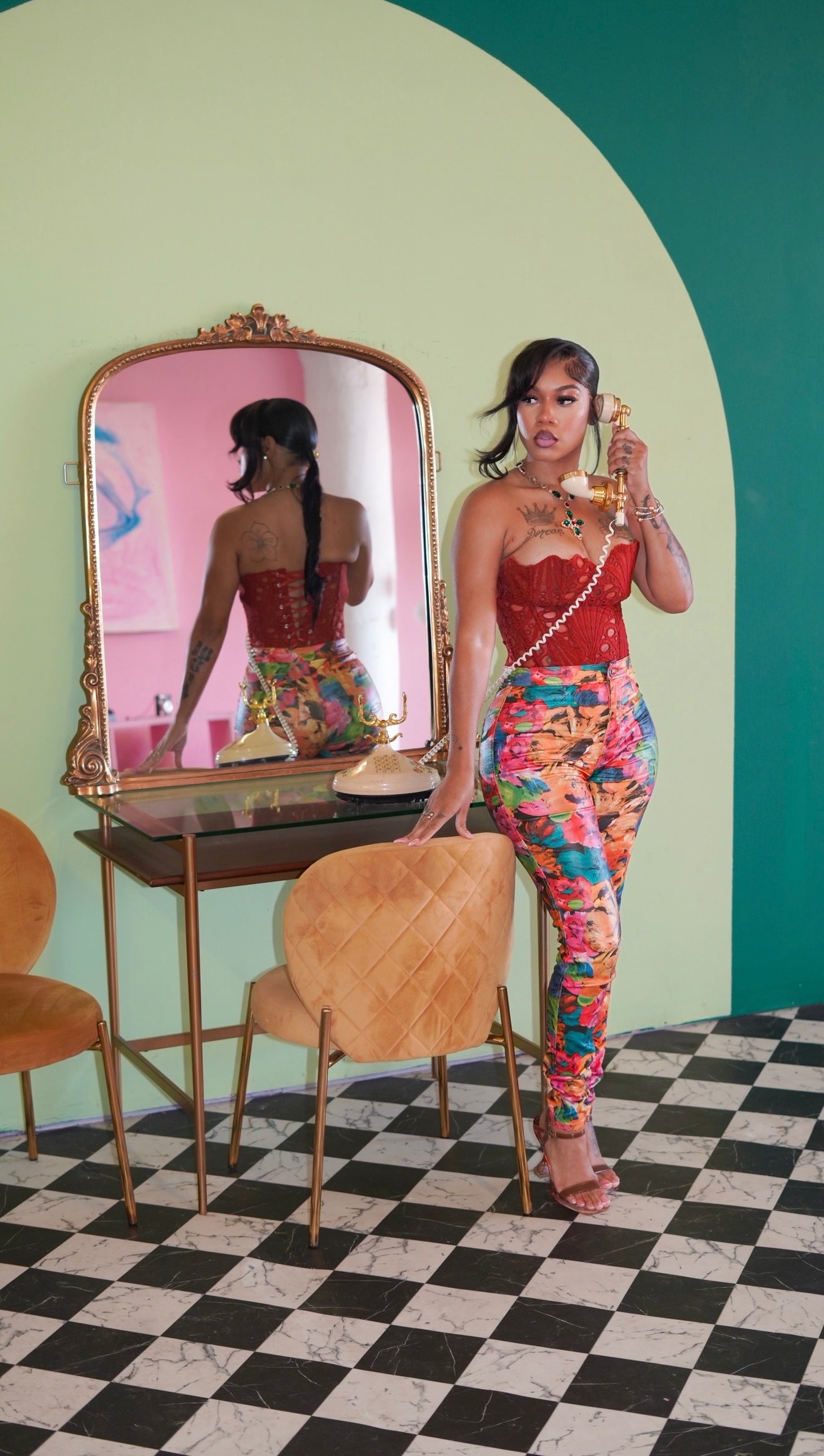 A DOZEN ROSES LATEX SKINNY STRETCH PANTS